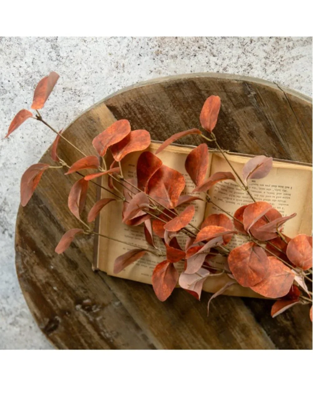 Set/6 Orange Faux Eucalyptus Leaf Sprays